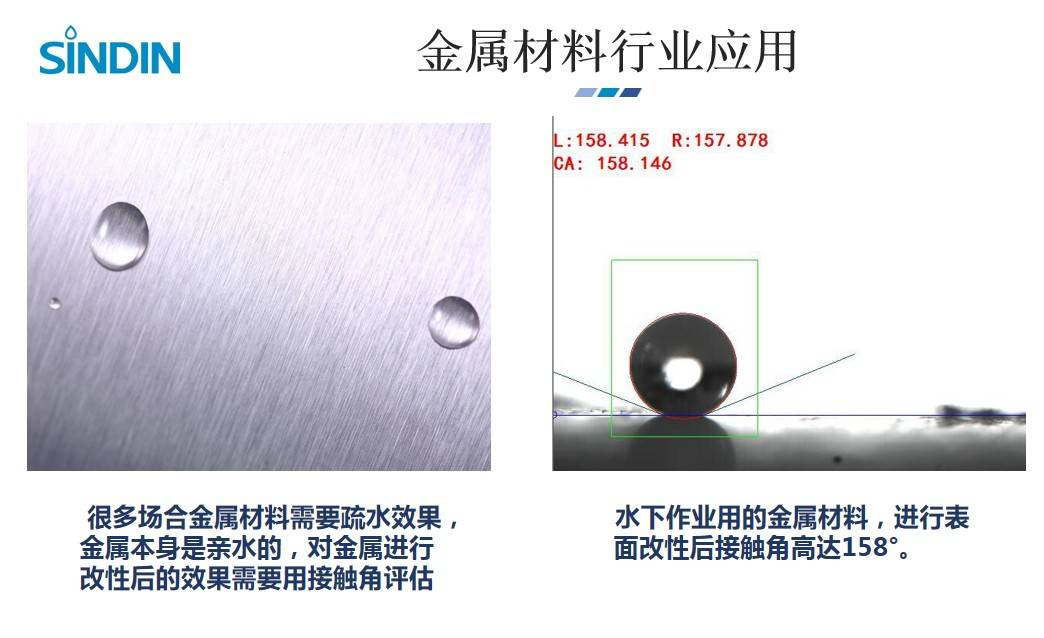 接触角测量仪测金属表面